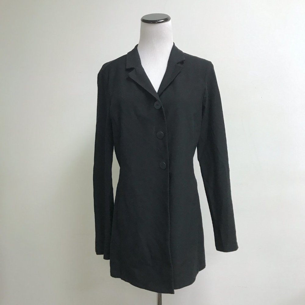 Eileen Fisher black stretch long blazer jacket S